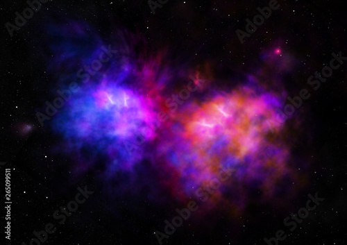 Being shone nebula. 3D rendering © Anatolii