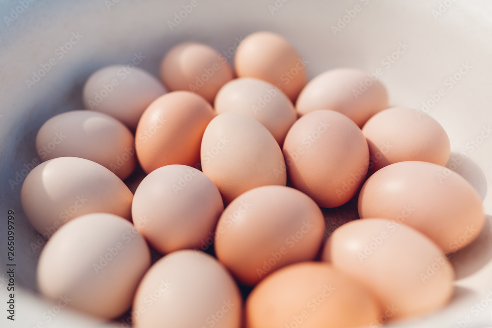 Fresh eggs collected in bowl. Organic product for healthy eating Fresh eggs collected in bowl. Organic product for healthy eating