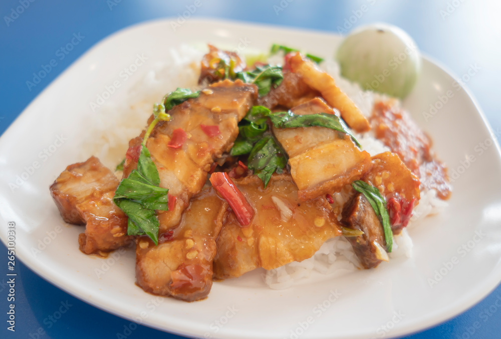 stir-fried pork with basil stir-fried pork with basil