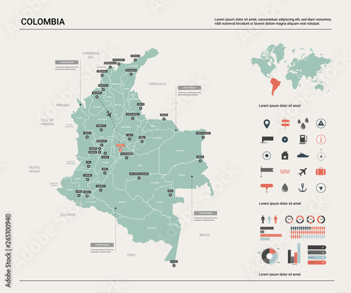 Obraz na plátne Vector map of Colombia