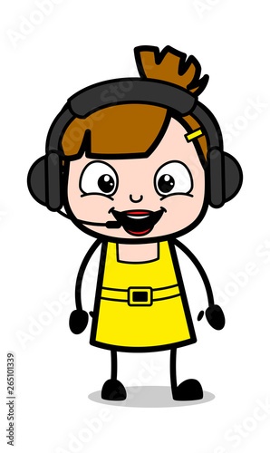 Customer Service - Cute Girl Cartoon Character Vector Illustration