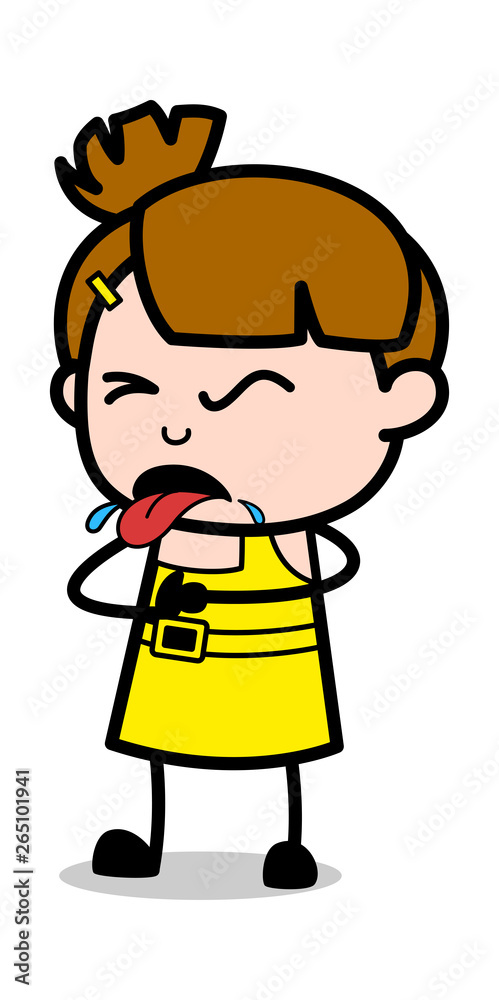 Vomiting - Cute Girl Cartoon Character Vector Illustration Vomiting - Cute Girl Cartoon Character Vector Illustration