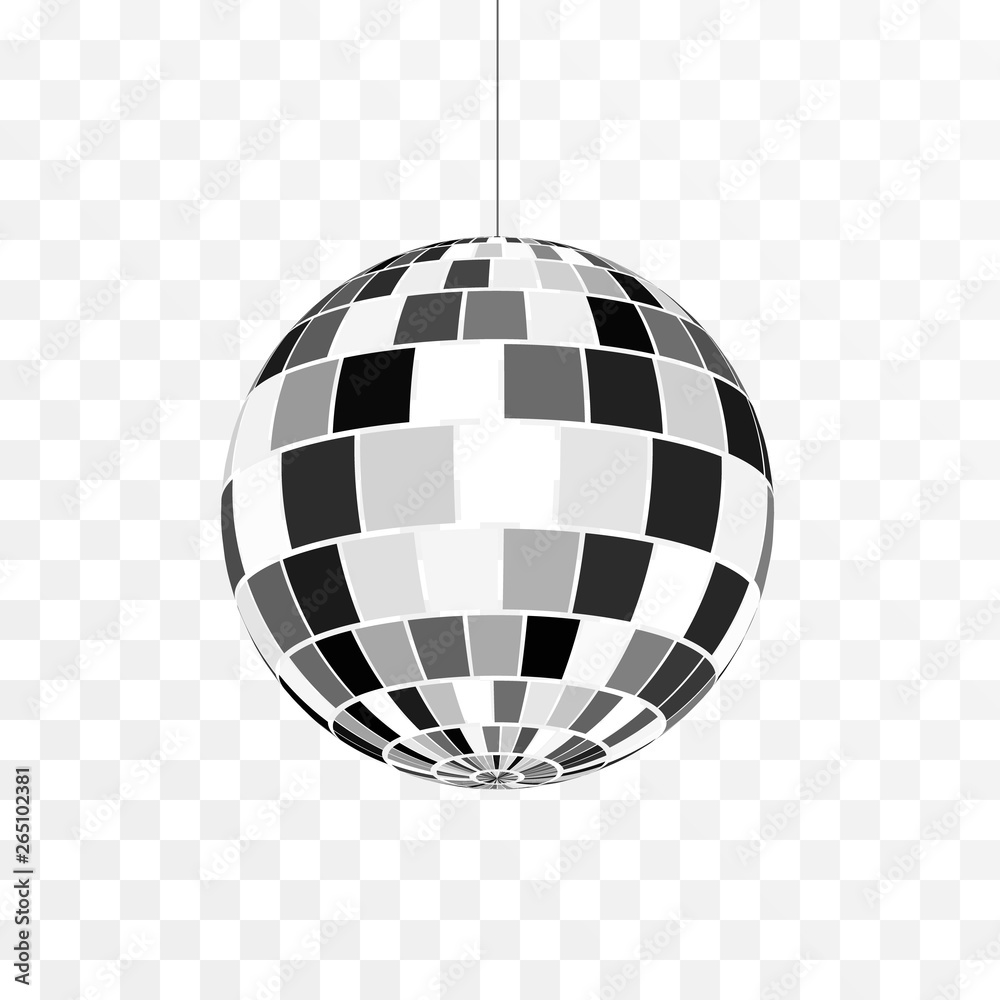 Disco ball icon. Symbol nightlife. Retro disco party. Vector illustration isolated on transparent background
