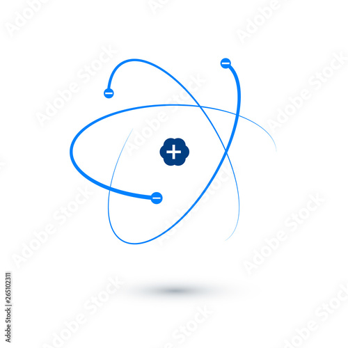 Atom structure. Blue atom icon. vector illustration isolated on white background