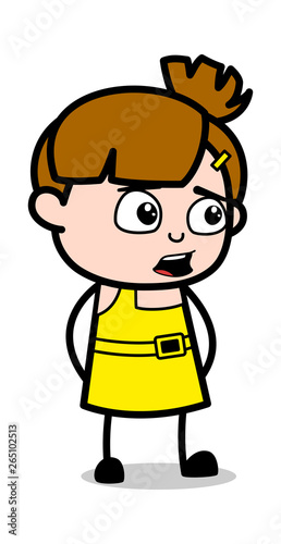 Concern - Cute Girl Cartoon Character Vector Illustration