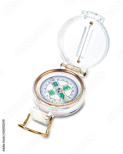  vintage plastic compass on white background