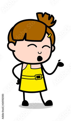 Discussion - Cute Girl Cartoon Character Vector Illustration