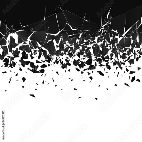 Abstract cloud of pieces and fragments after explosion. Shatter and destruction effect. Vector illustration photo