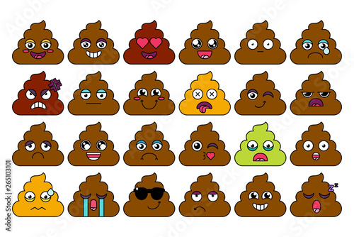 Turd, poop emoji sticker set