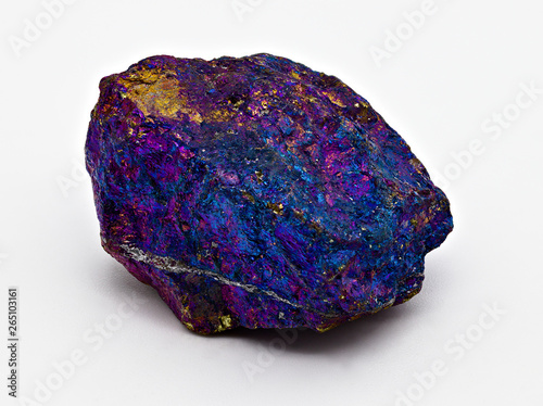 chalcopyrite blue multi colored stone mineral gem isolated on white limbo background