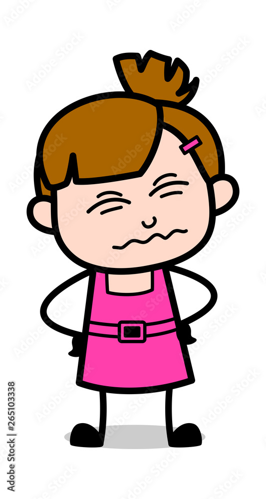 Painful - Cute Girl Cartoon Character Vector Illustration Painful - Cute Girl Cartoon Character Vector Illustration