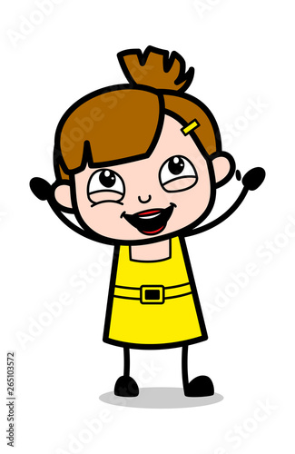 Cheerful - Cute Girl Cartoon Character Vector Illustration
