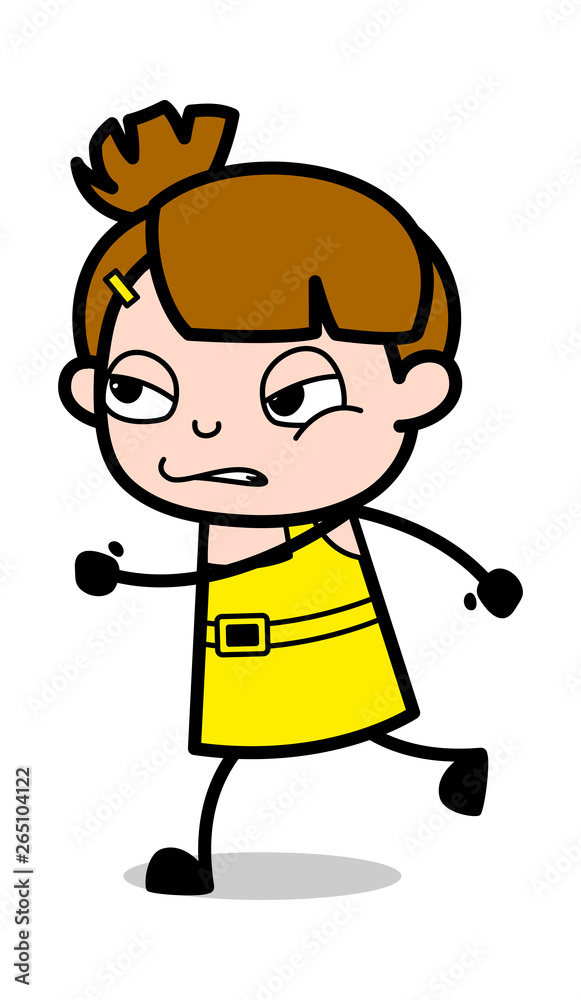 Running - Cute Girl Cartoon Character Vector Illustration Running - Cute Girl Cartoon Character Vector Illustration
