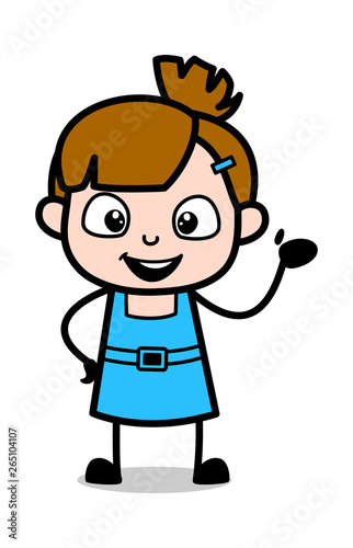 Presenting in Meeting - Cute Girl Cartoon Character Vector Illustration