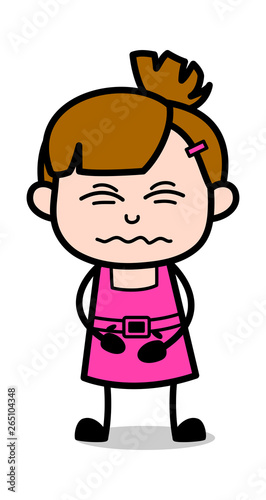 Bellyache - Cute Girl Cartoon Character Vector Illustration