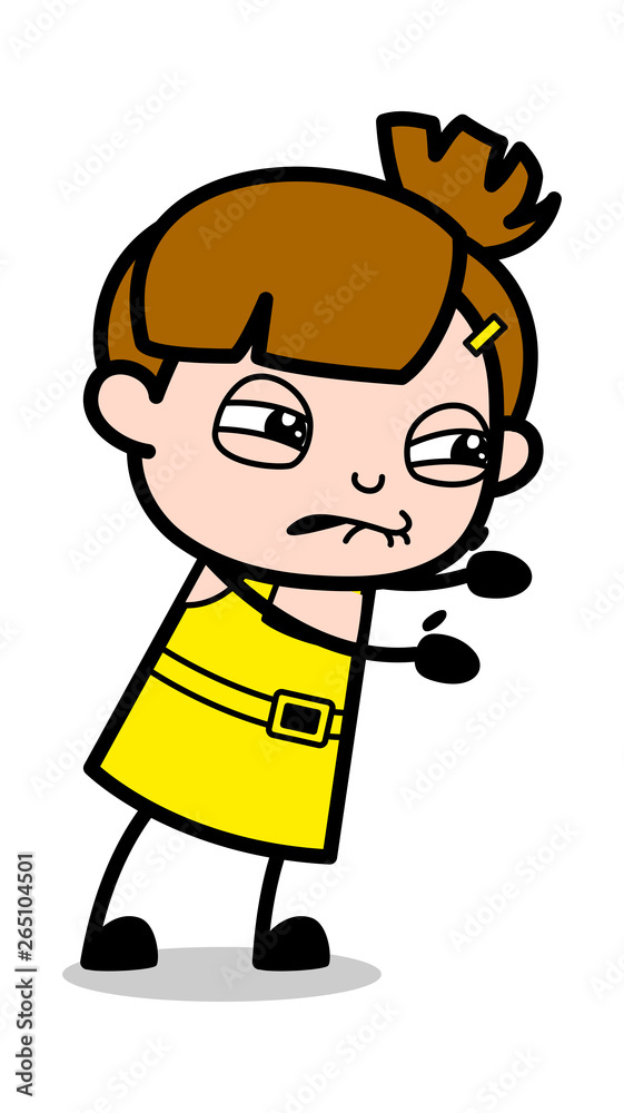 Trying to Pull - Cute Girl Cartoon Character Vector Illustration Trying to Pull - Cute Girl Cartoon Character Vector Illustration