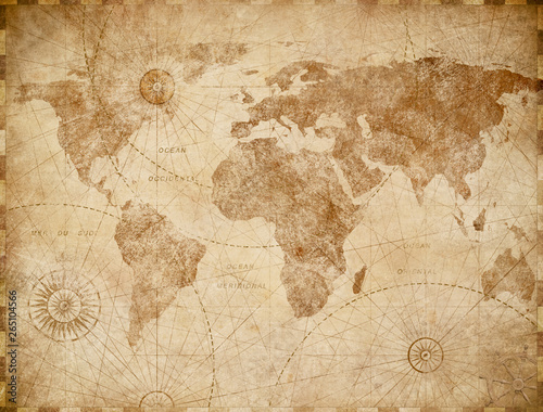 Vintage world map illustration photo