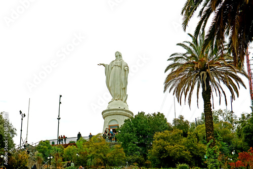 Statue of the Blessed Virgin Mary on the Hilltop of Cerro San Cristobal, Santiago, Chile, South America