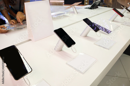 mobile smartphone showcase in electronic store