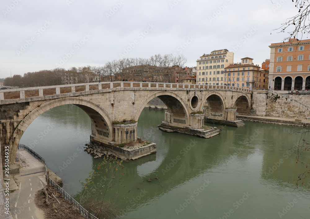 Ancient Bidge called Ponte Sisto in Rome Italy