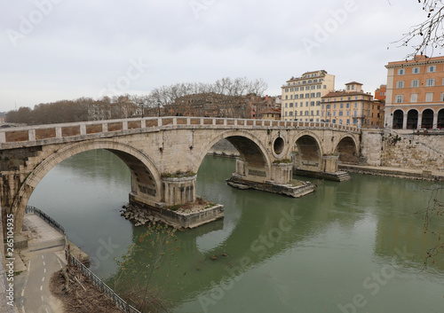 Photography Ancient Bidge called Ponte Sisto in Rome Italy