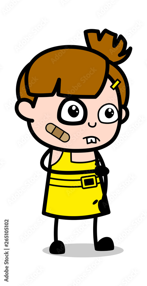 Funny Injured Face - Cute Girl Cartoon Character Vector Illustration Funny Injured Face - Cute Girl Cartoon Character Vector Illustration