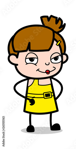 Smiling Face - Cute Girl Cartoon Character Vector Illustration