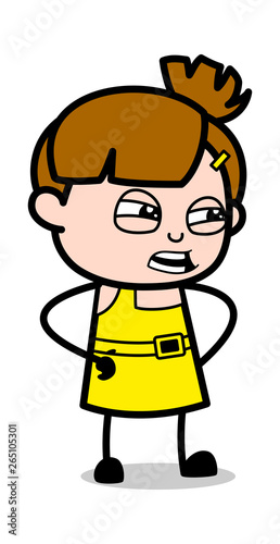 Irritated - Cute Girl Cartoon Character Vector Illustration