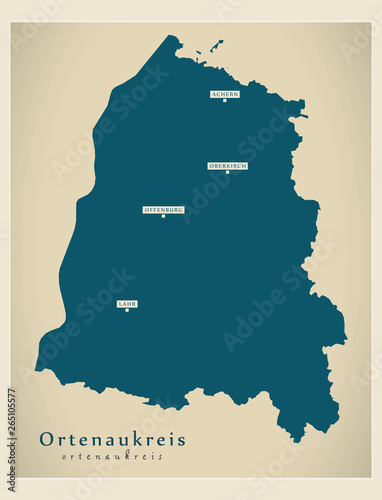 Modern Map - Ortenaukreis county of Baden Wuerttemberg DE photo