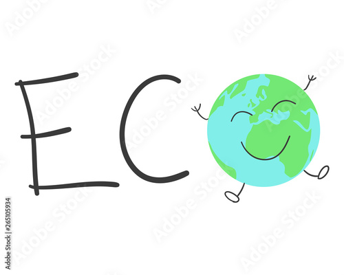 Logo eco vettoriale con pianeta terra
