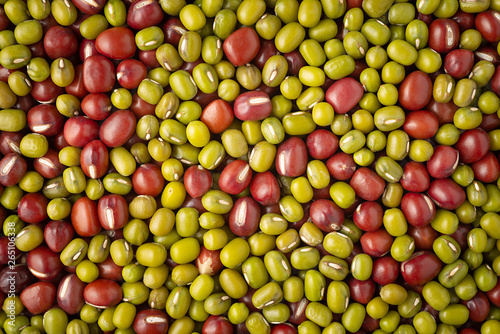 Dried red and green beans mixed together texture