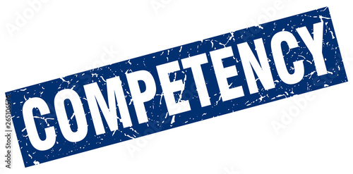 square grunge blue competency stamp