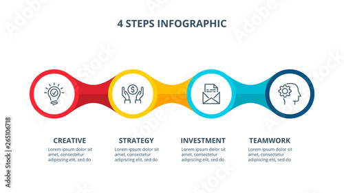 Abstract elements of graph, diagram with 4 steps, options, parts or processes. Vector business template for presentation. Creative concept for infographic.