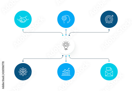 Flowchart infographic template with 6 steps or options. Vector business template for presentation.
