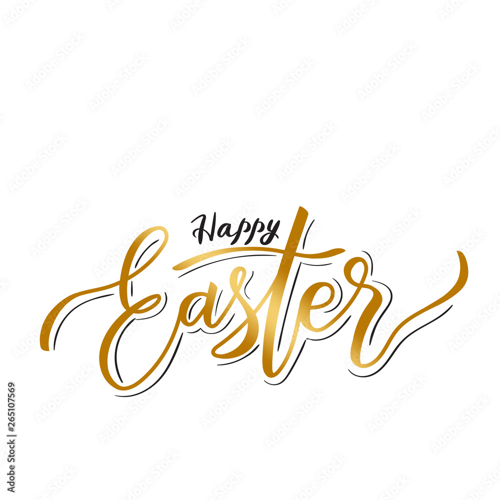 Happy Easter gold lettering. Hand written Happy Easter gold lettering. Hand written