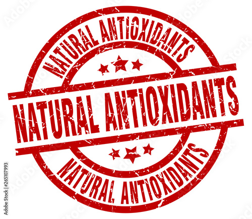 natural antioxidants round red grunge stamp
