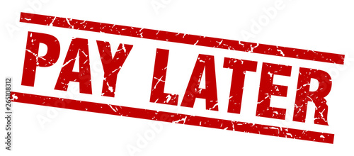 square grunge red pay later stamp