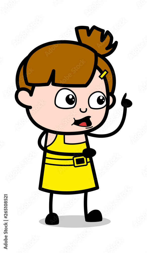 Memorizing While Talking - Cute Girl Cartoon Character Vector Illustration