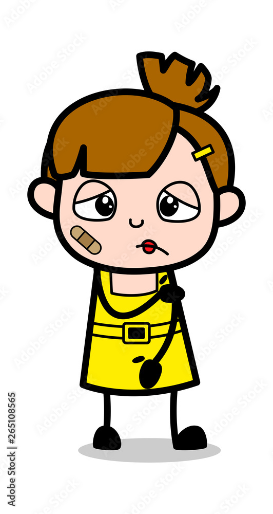 Upset Injured Face - Cute Girl Cartoon Character Vector Illustration Upset Injured Face - Cute Girl Cartoon Character Vector Illustration