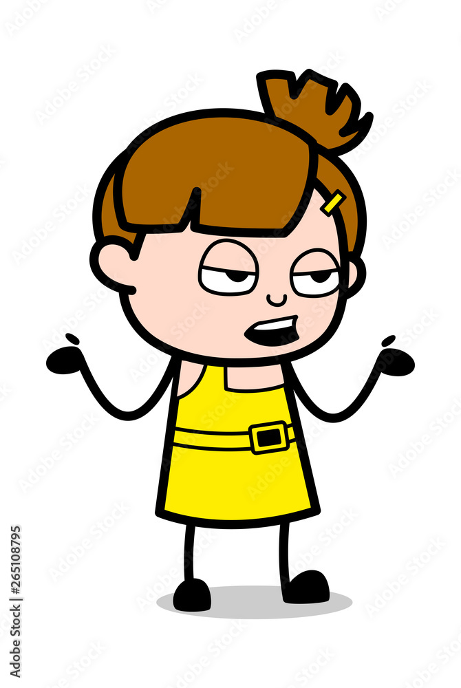 Unknown Expression - Cute Girl Cartoon Character Vector Illustration Unknown Expression - Cute Girl Cartoon Character Vector Illustration