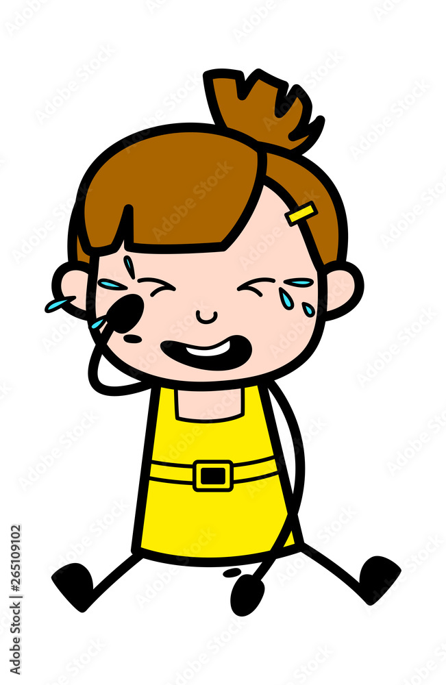 Weeping - Cute Girl Cartoon Character Vector Illustration Weeping - Cute Girl Cartoon Character Vector Illustration