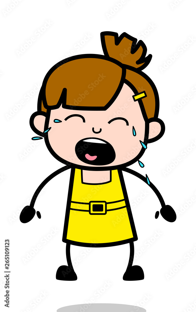 Kid Crying - Cute Girl Cartoon Character Vector Illustration Stock Vector |  Adobe Stock