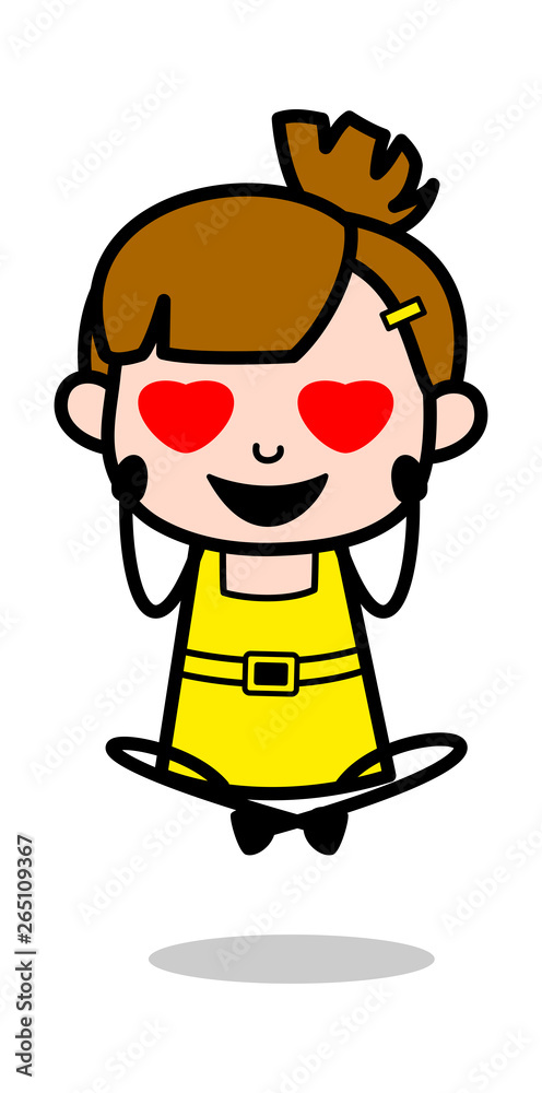 Falling in Love - Cute Girl Cartoon Character Vector Illustration Falling in Love - Cute Girl Cartoon Character Vector Illustration