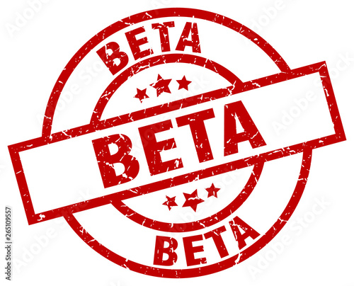 beta round red grunge stamp