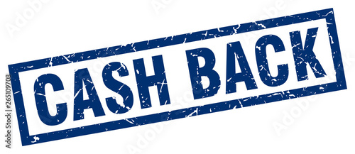 square grunge blue cash back stamp