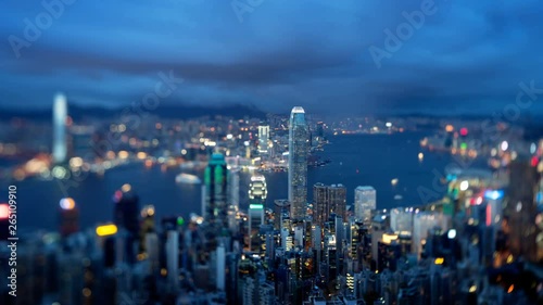 Hong Kong from Victoria peak, tilt shift time lapse photo