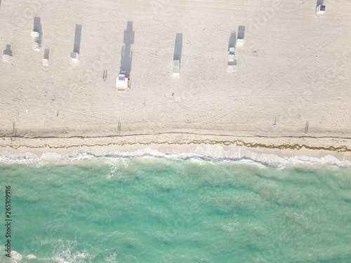 Aerial view of sandy beach. miami beach