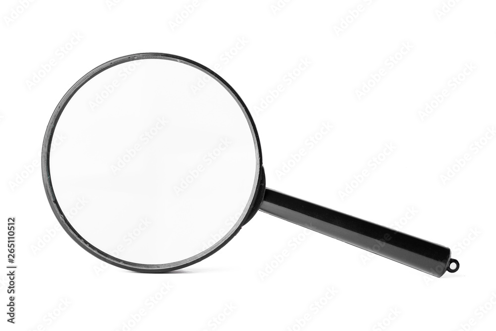Close up of magnifying glass isolated on white background Close up of magnifying glass isolated on white background