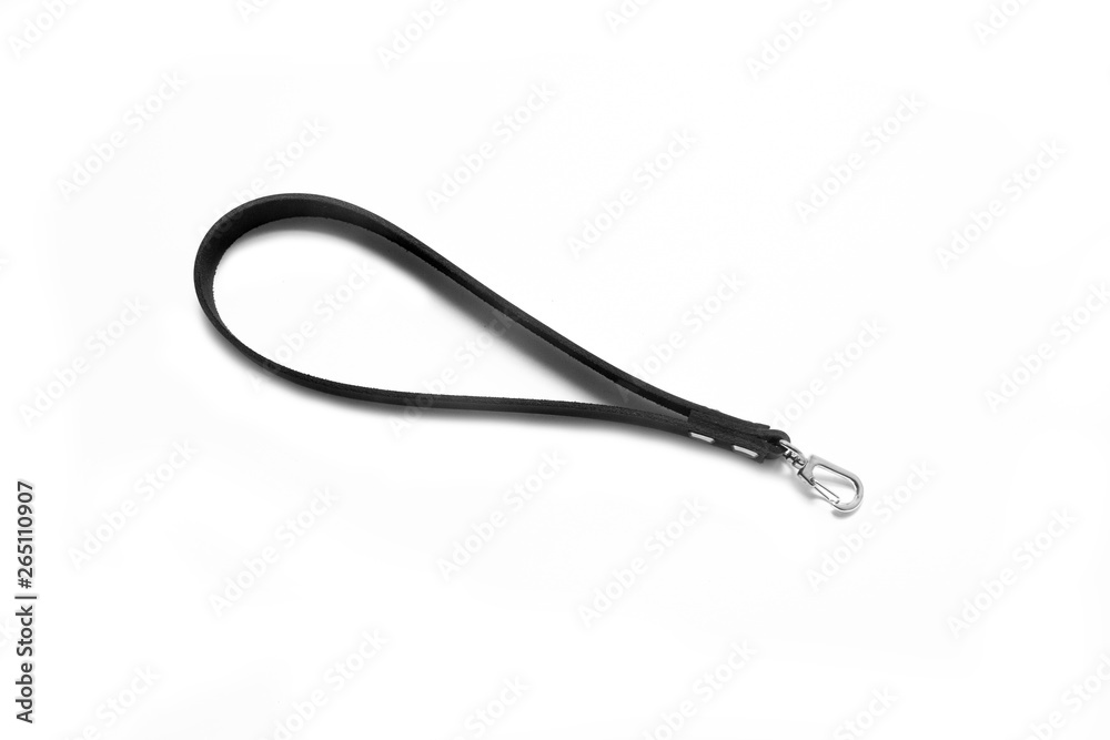 Leather handle on the leash. Close-up Leather handle on the leash. Close-up