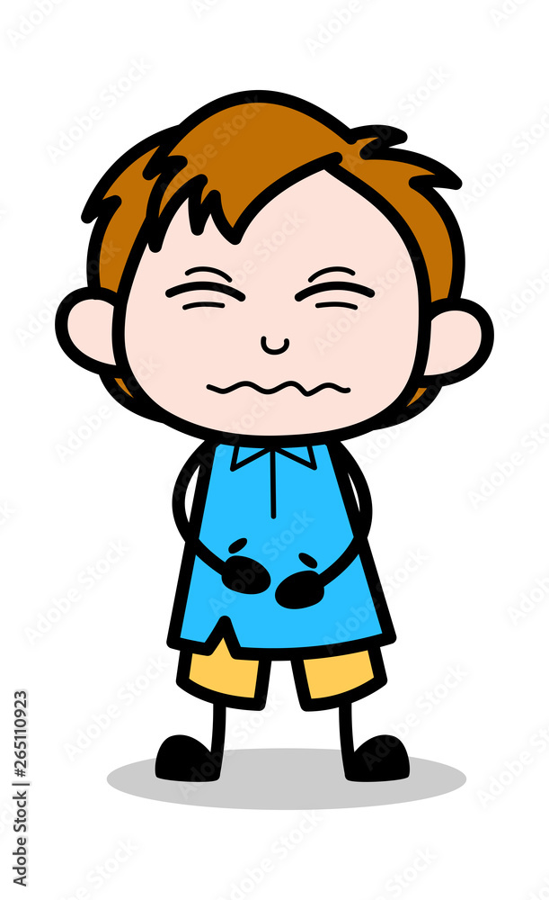 Bellyache - School Boy Cartoon Character Vector Illustration